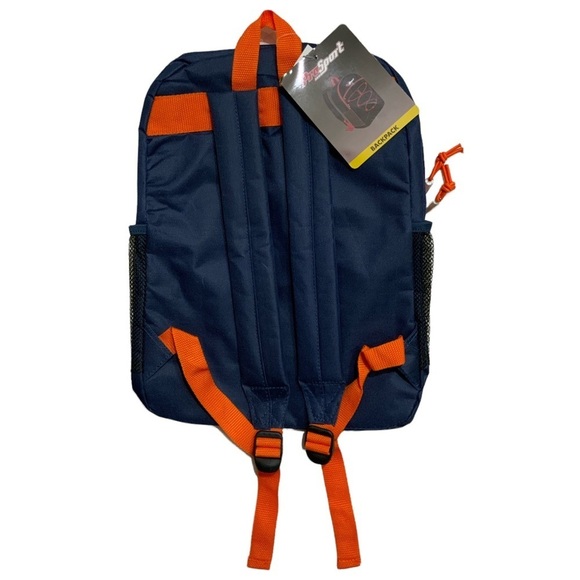 Pro Sport Backpack Day Hike School Book Bag Adjustable Padded Straps Blue Orange - Picture 2 of 11